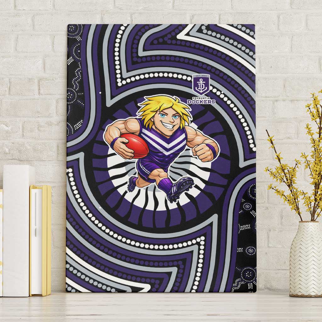 Fremantle Dockers Canvas Wall Art Indigenous Monochrome Dot Art Mascot Style