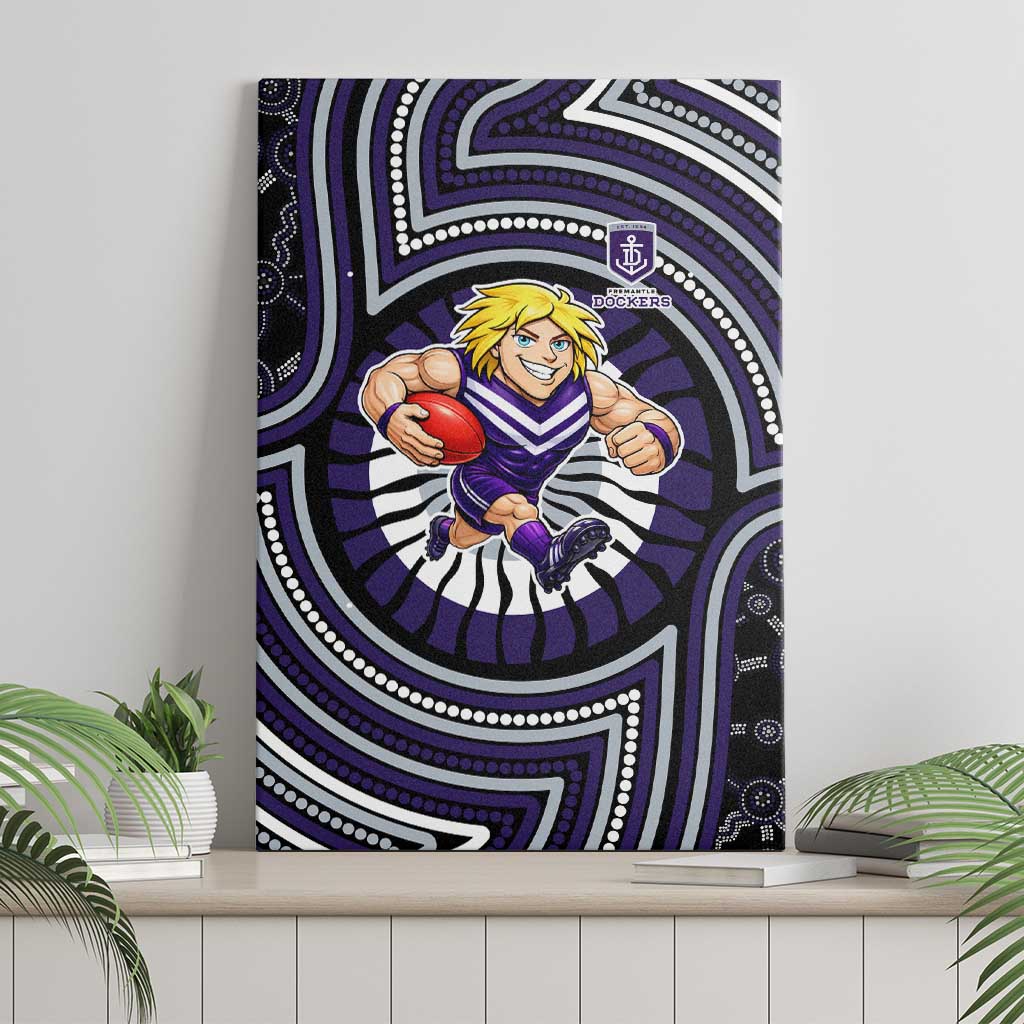 Fremantle Dockers Canvas Wall Art Indigenous Monochrome Dot Art Mascot Style