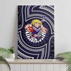 Fremantle Dockers Canvas Wall Art Indigenous Monochrome Dot Art Mascot Style