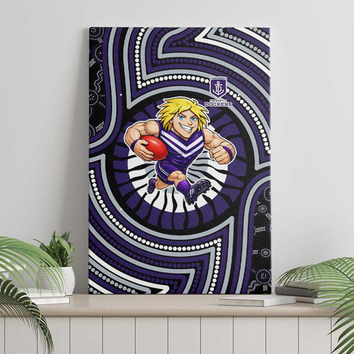 Fremantle Dockers Canvas Wall Art Indigenous Monochrome Dot Art Mascot Style