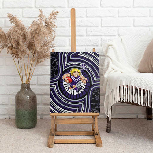Fremantle Dockers Canvas Wall Art Indigenous Monochrome Dot Art Mascot Style