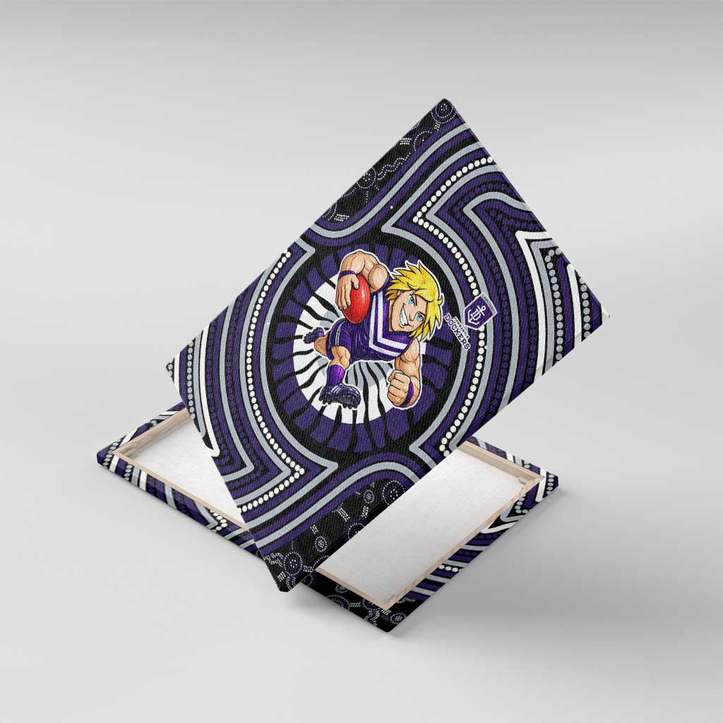Fremantle Dockers Canvas Wall Art Indigenous Monochrome Dot Art Mascot Style