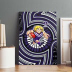 Fremantle Dockers Canvas Wall Art Indigenous Monochrome Dot Art Mascot Style