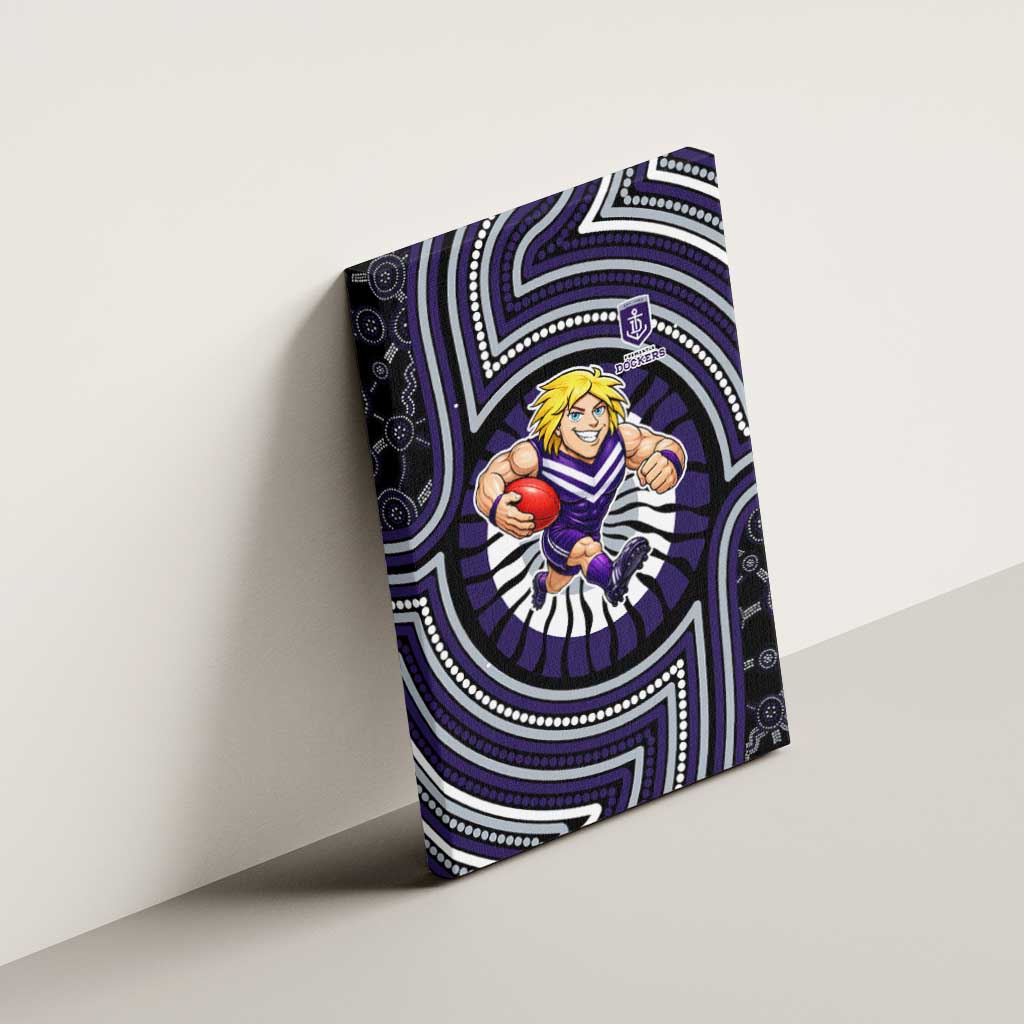 Fremantle Dockers Canvas Wall Art Indigenous Monochrome Dot Art Mascot Style
