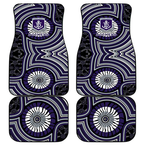 Fremantle Dockers Car Mats Indigenous Monochrome Dot Art Mascot Style