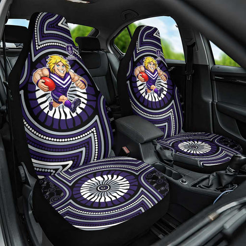 Fremantle Dockers Car Seat Cover Indigenous Monochrome Dot Art Mascot Style