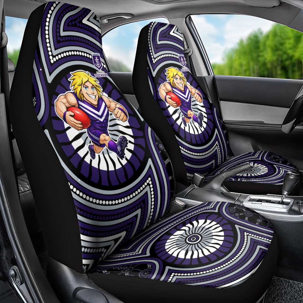 Fremantle Dockers Car Seat Cover Indigenous Monochrome Dot Art Mascot Style