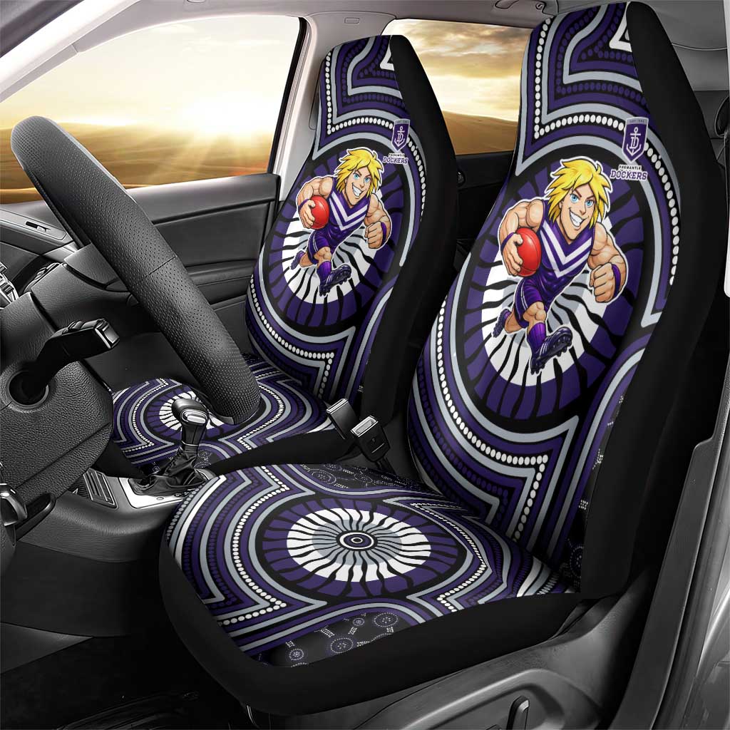 Fremantle Dockers Car Seat Cover Indigenous Monochrome Dot Art Mascot Style