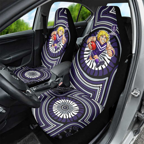 Fremantle Dockers Car Seat Cover Indigenous Monochrome Dot Art Mascot Style
