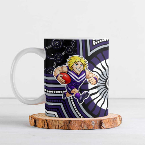 Fremantle Dockers Ceramic Mug Indigenous Monochrome Dot Art Mascot Style