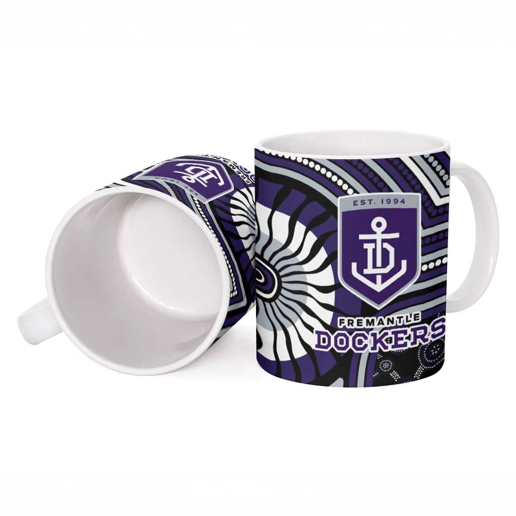 Fremantle Dockers Ceramic Mug Indigenous Monochrome Dot Art Mascot Style