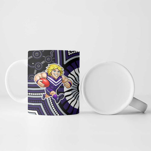 Fremantle Dockers Ceramic Mug Indigenous Monochrome Dot Art Mascot Style