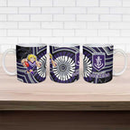 Fremantle Dockers Ceramic Mug Indigenous Monochrome Dot Art Mascot Style