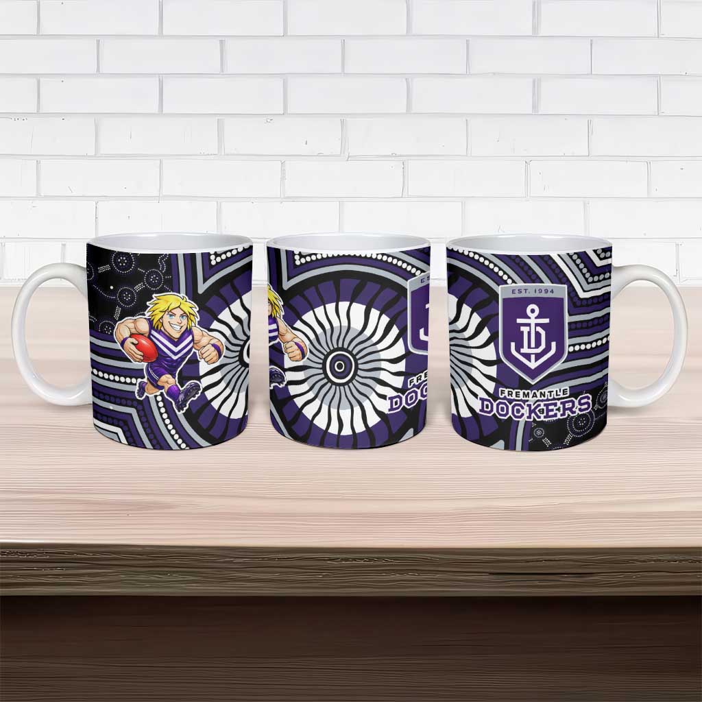 Fremantle Dockers Ceramic Mug Indigenous Monochrome Dot Art Mascot Style