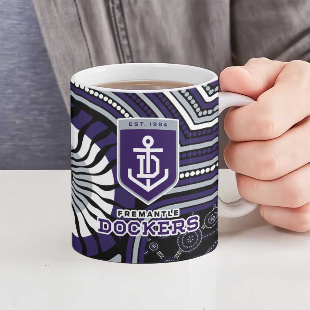 Fremantle Dockers Ceramic Mug Indigenous Monochrome Dot Art Mascot Style