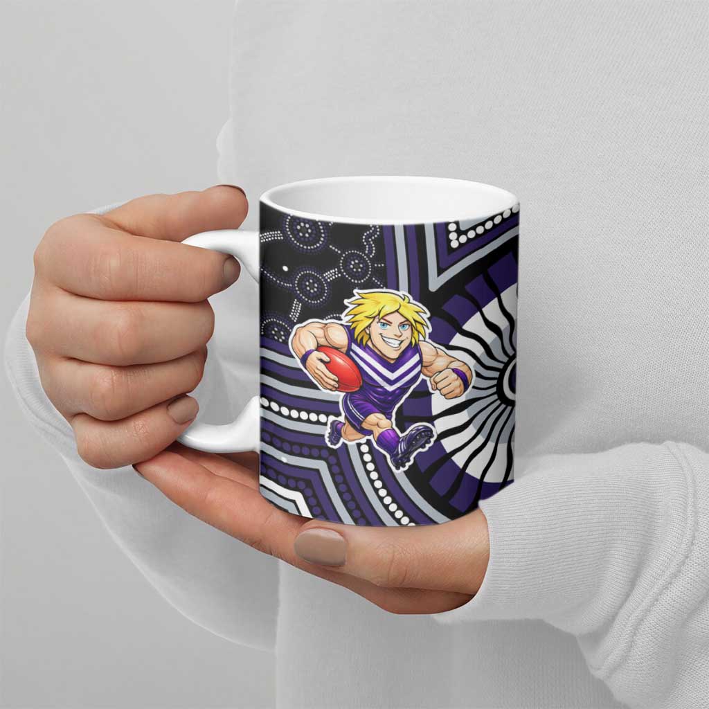 Fremantle Dockers Ceramic Mug Indigenous Monochrome Dot Art Mascot Style