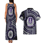 Fremantle Dockers Couples Matching Tank Maxi Dress and Hawaiian Shirt Indigenous Monochrome Dot Art Mascot Style