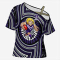 Fremantle Dockers Cross Shoulder Shirt Indigenous Monochrome Dot Art Mascot Style