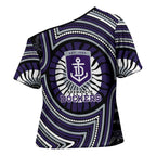 Fremantle Dockers Cross Shoulder Shirt Indigenous Monochrome Dot Art Mascot Style