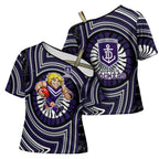 Fremantle Dockers Cross Shoulder Shirt Indigenous Monochrome Dot Art Mascot Style