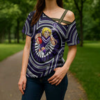 Fremantle Dockers Cross Shoulder Shirt Indigenous Monochrome Dot Art Mascot Style