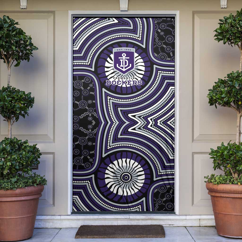 Fremantle Dockers Door Cover Indigenous Monochrome Dot Art Mascot Style