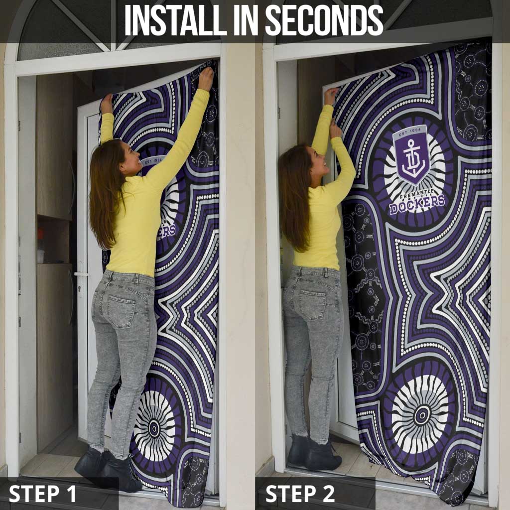 Fremantle Dockers Door Cover Indigenous Monochrome Dot Art Mascot Style