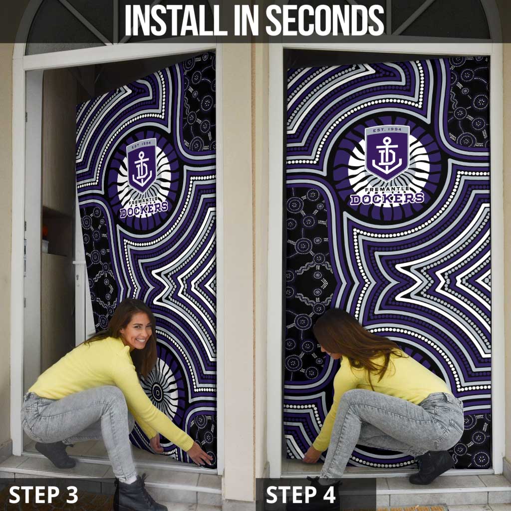 Fremantle Dockers Door Cover Indigenous Monochrome Dot Art Mascot Style