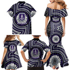 Fremantle Dockers Family Matching Mermaid Dress and Hawaiian Shirt Indigenous Monochrome Dot Art Mascot Style