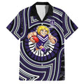 Fremantle Dockers Family Matching Mermaid Dress and Hawaiian Shirt Indigenous Monochrome Dot Art Mascot Style