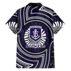 Fremantle Dockers Family Matching Mermaid Dress and Hawaiian Shirt Indigenous Monochrome Dot Art Mascot Style