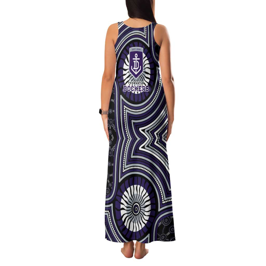 Fremantle Dockers Family Matching Tank Maxi Dress and Hawaiian Shirt Indigenous Monochrome Dot Art Mascot Style