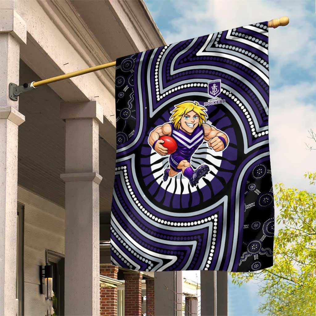 Fremantle Dockers Garden Flag Indigenous Monochrome Dot Art Mascot Style