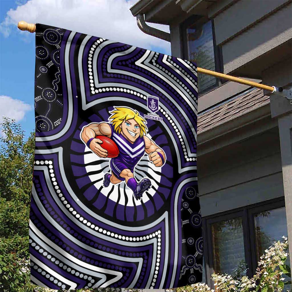 Fremantle Dockers Garden Flag Indigenous Monochrome Dot Art Mascot Style