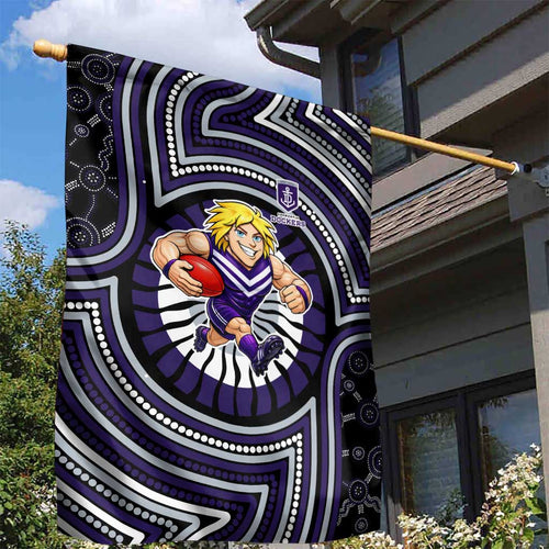 Fremantle Dockers Garden Flag Indigenous Monochrome Dot Art Mascot Style