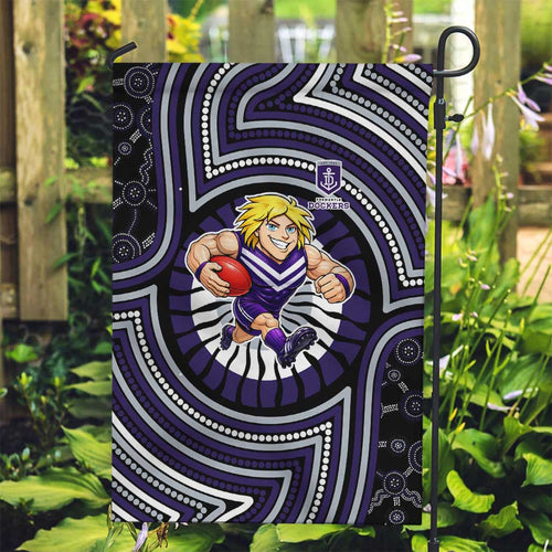 Fremantle Dockers Garden Flag Indigenous Monochrome Dot Art Mascot Style