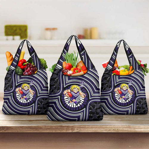 Fremantle Dockers Grocery Bag Indigenous Monochrome Dot Art Mascot Style