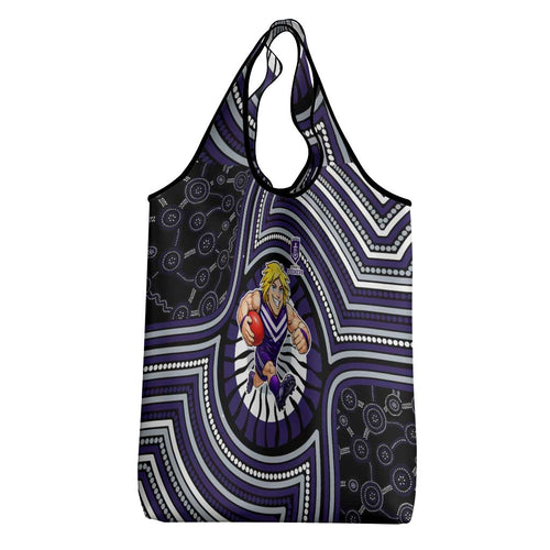 Fremantle Dockers Grocery Bag Indigenous Monochrome Dot Art Mascot Style