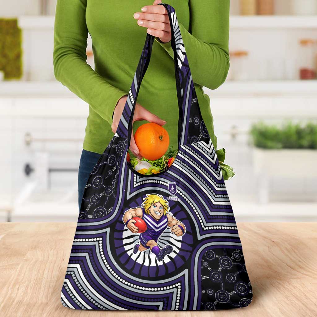 Fremantle Dockers Grocery Bag Indigenous Monochrome Dot Art Mascot Style