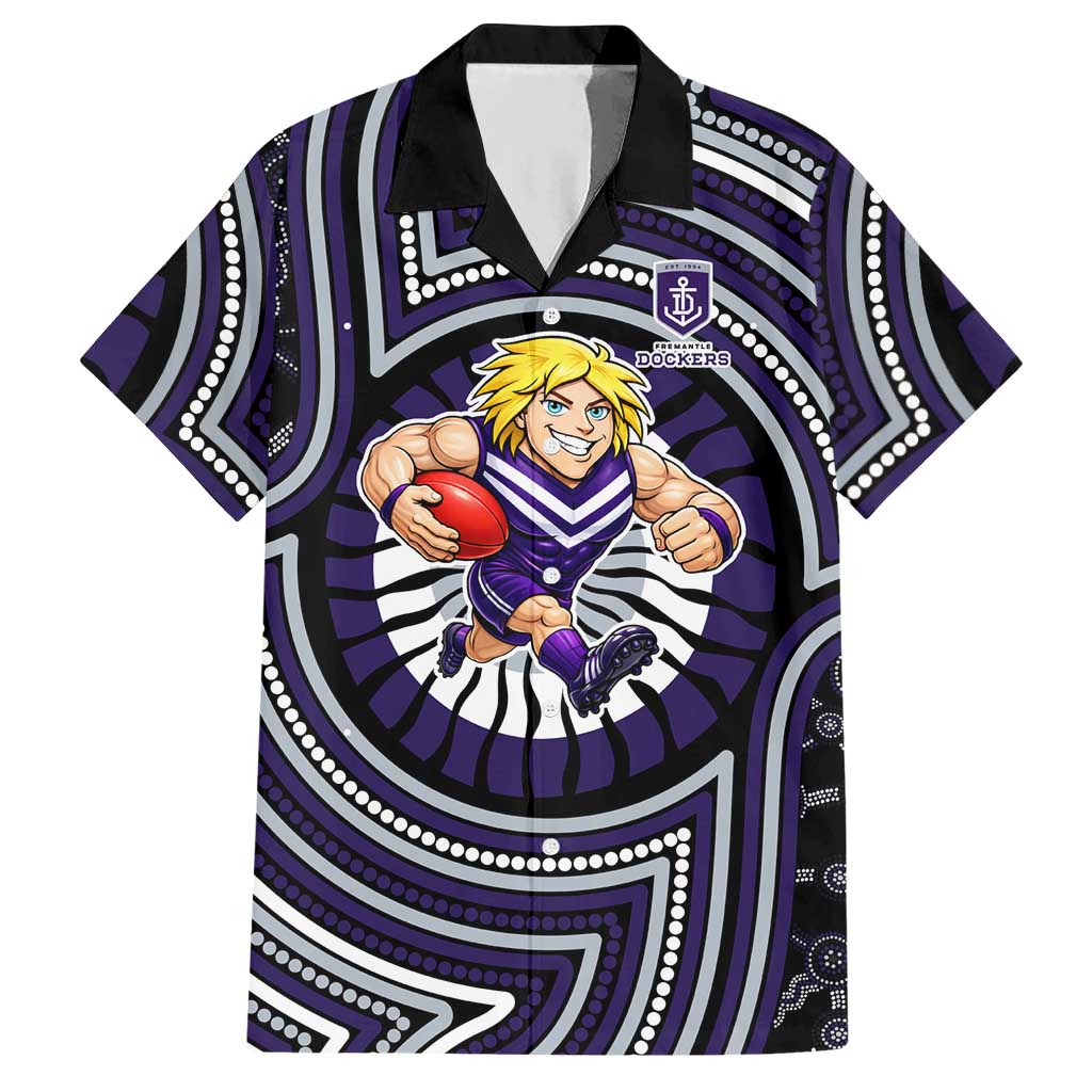 Fremantle Dockers Hawaiian Shirt Indigenous Monochrome Dot Art Mascot Style