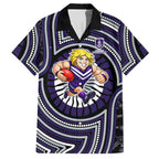 Fremantle Dockers Hawaiian Shirt Indigenous Monochrome Dot Art Mascot Style