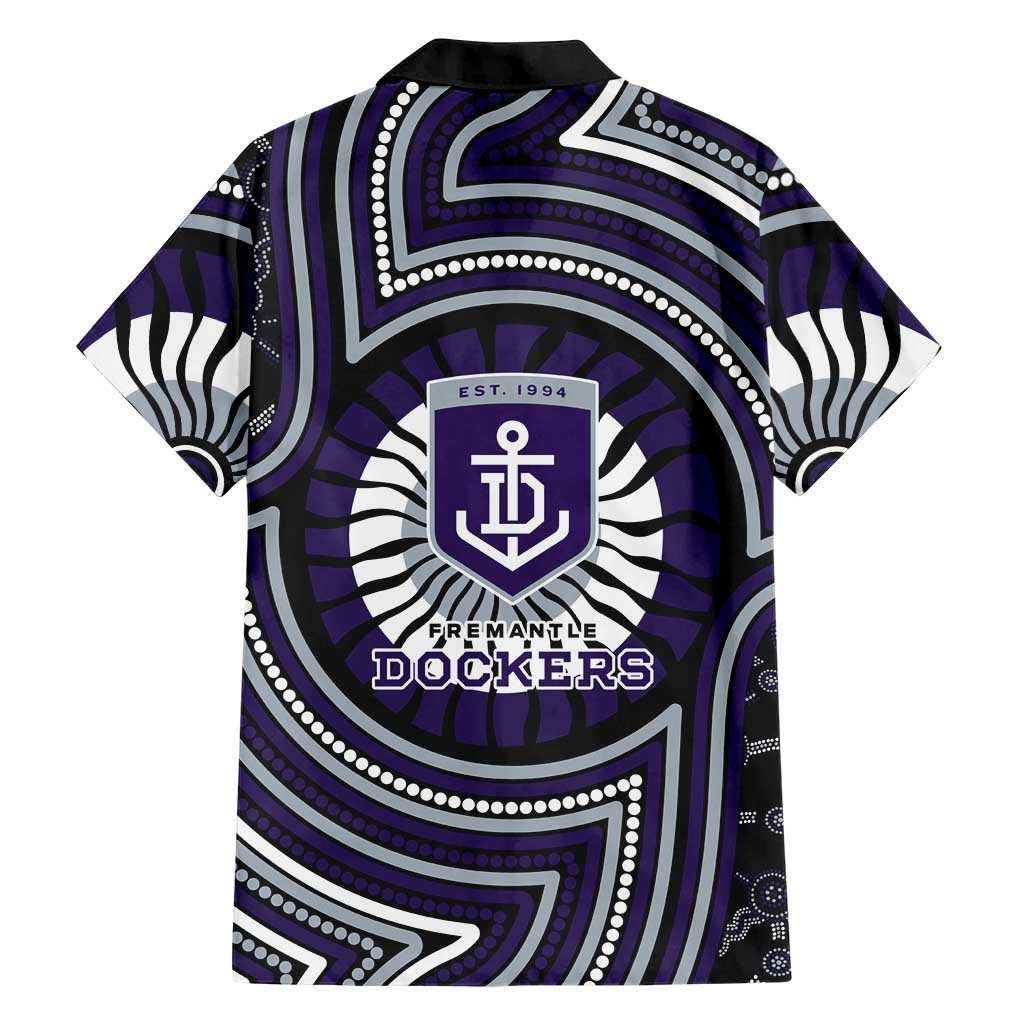 Fremantle Dockers Hawaiian Shirt Indigenous Monochrome Dot Art Mascot Style