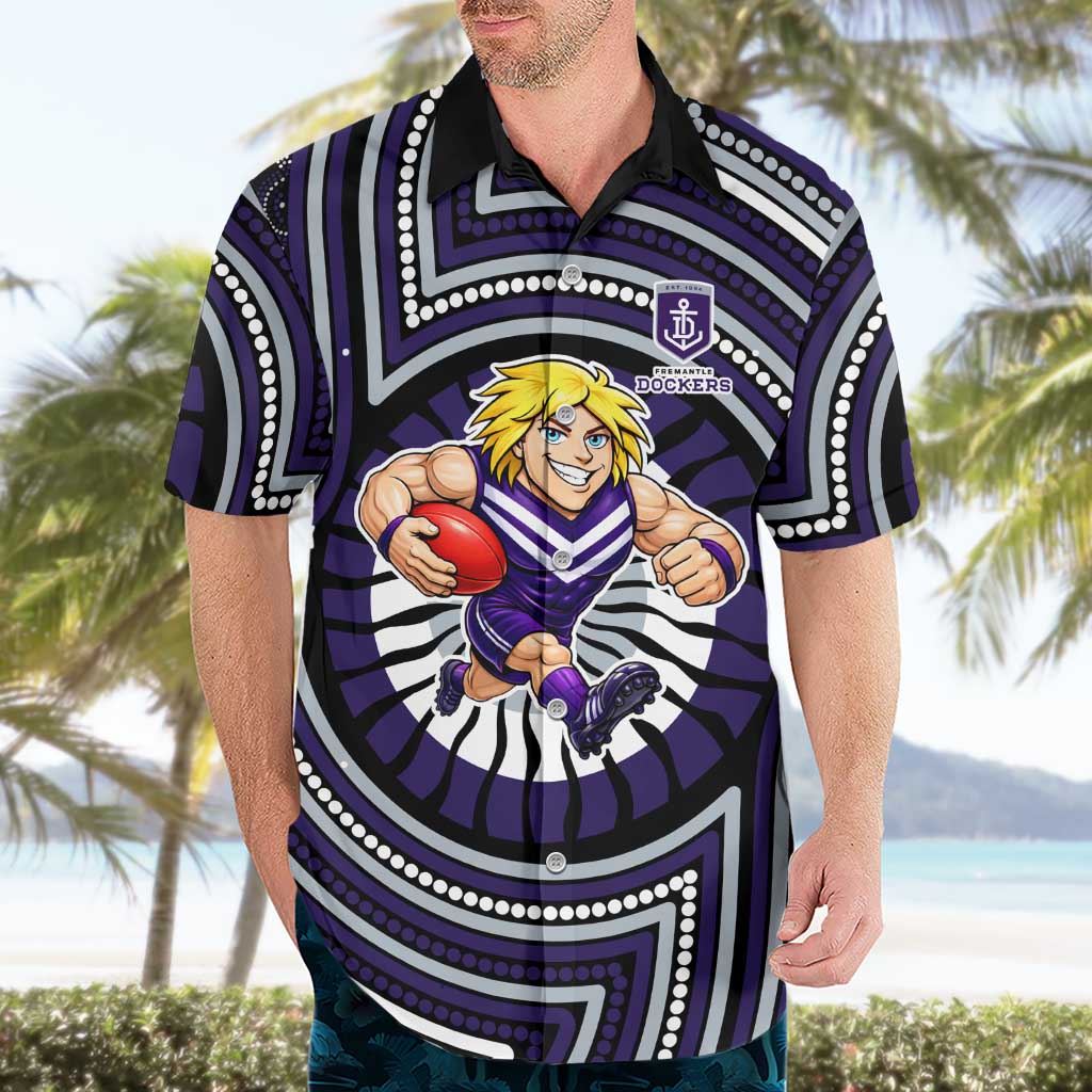 Fremantle Dockers Hawaiian Shirt Indigenous Monochrome Dot Art Mascot Style