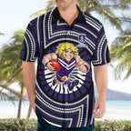 Fremantle Dockers Hawaiian Shirt Indigenous Monochrome Dot Art Mascot Style