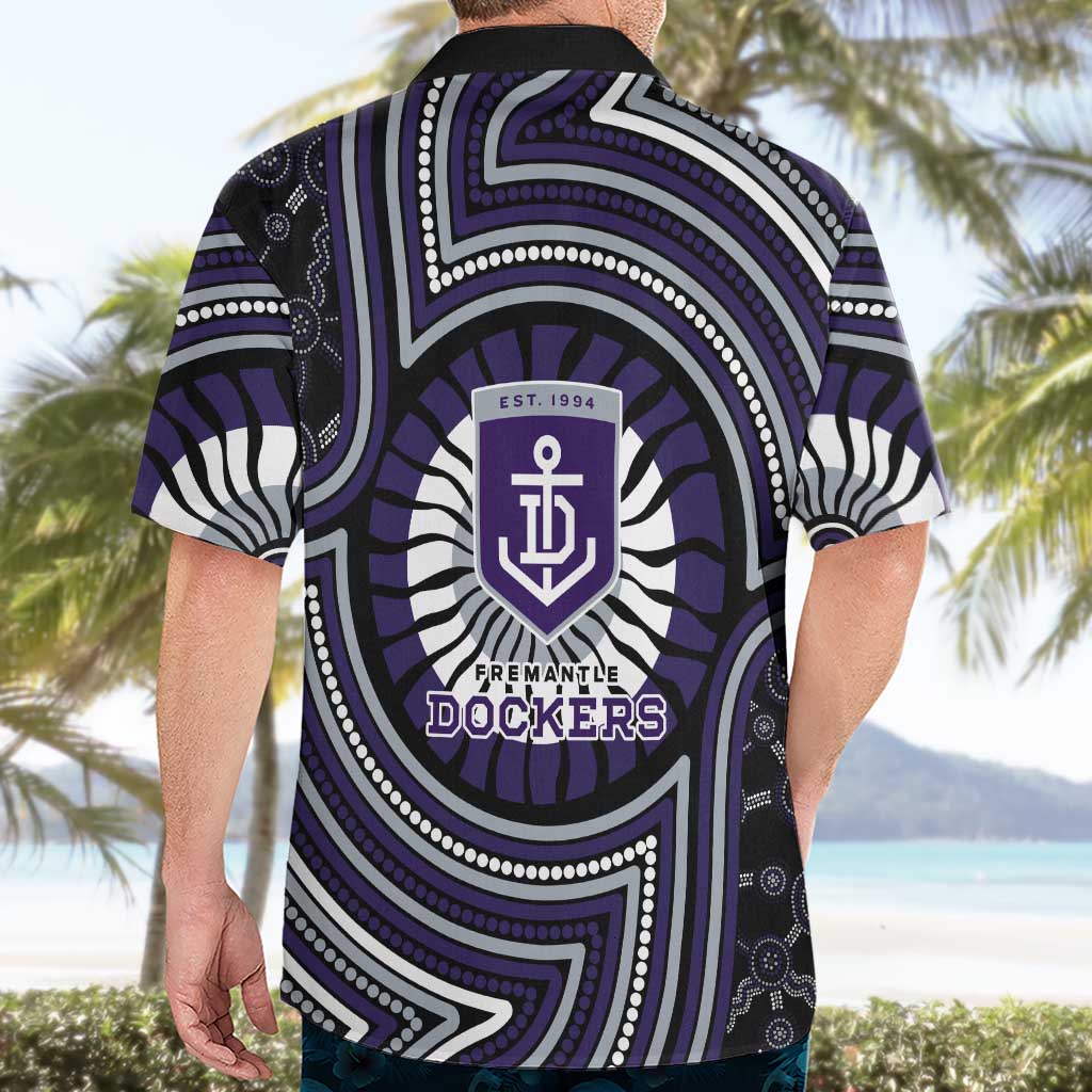 Fremantle Dockers Hawaiian Shirt Indigenous Monochrome Dot Art Mascot Style