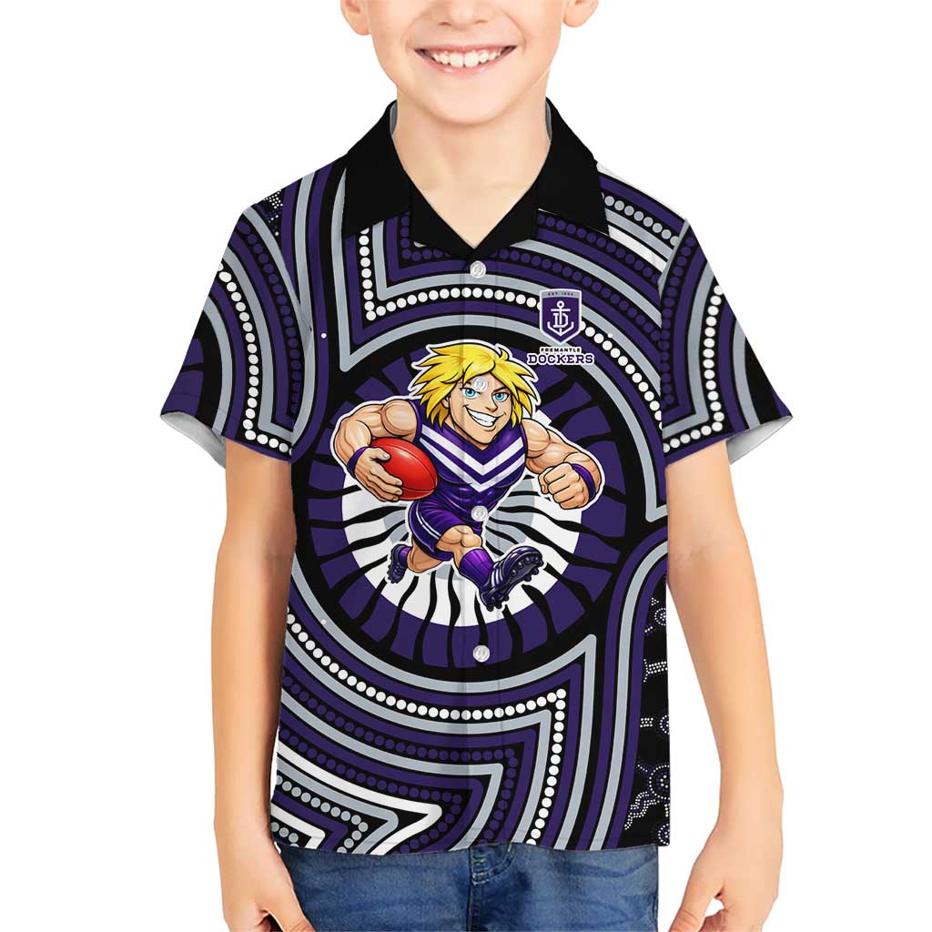 Fremantle Dockers Hawaiian Shirt Indigenous Monochrome Dot Art Mascot Style