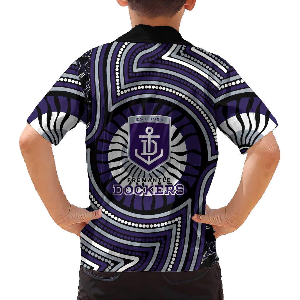 Fremantle Dockers Hawaiian Shirt Indigenous Monochrome Dot Art Mascot Style