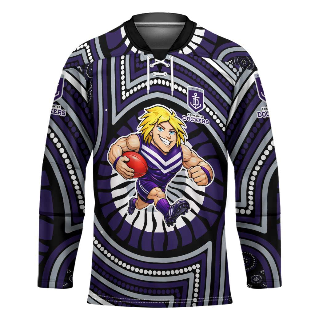 Fremantle Dockers Hockey Jersey Indigenous Monochrome Dot Art Mascot Style