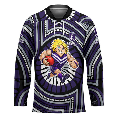 Fremantle Dockers Hockey Jersey Indigenous Monochrome Dot Art Mascot Style