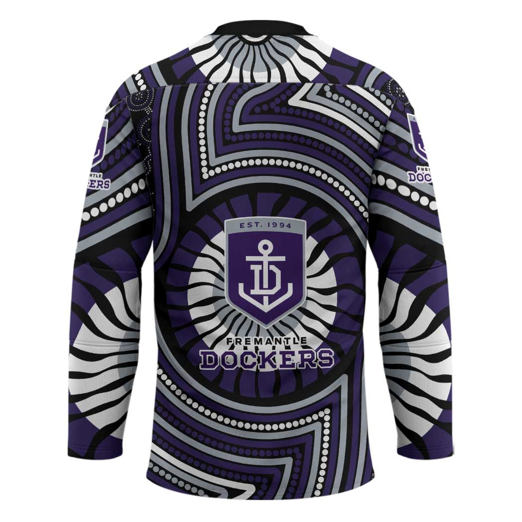 Fremantle Dockers Hockey Jersey Indigenous Monochrome Dot Art Mascot Style